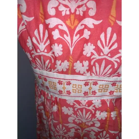 Talbots Coral Pink Voile Sleeveless Flare Maxi Dress Pockets Sundress Cotton 10P - Picture 7 of 15